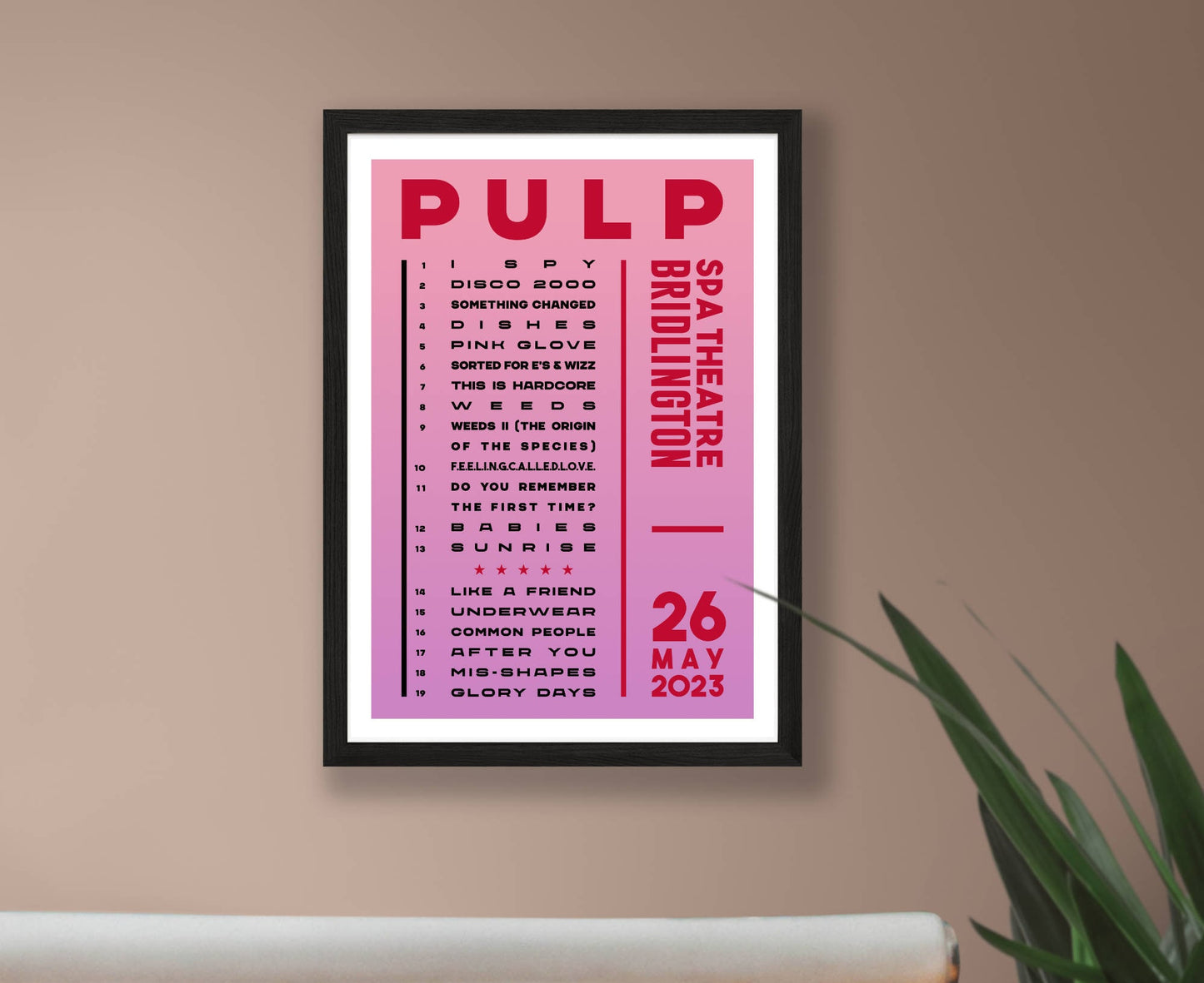 Pulp 2023 Tour Setlist Poster