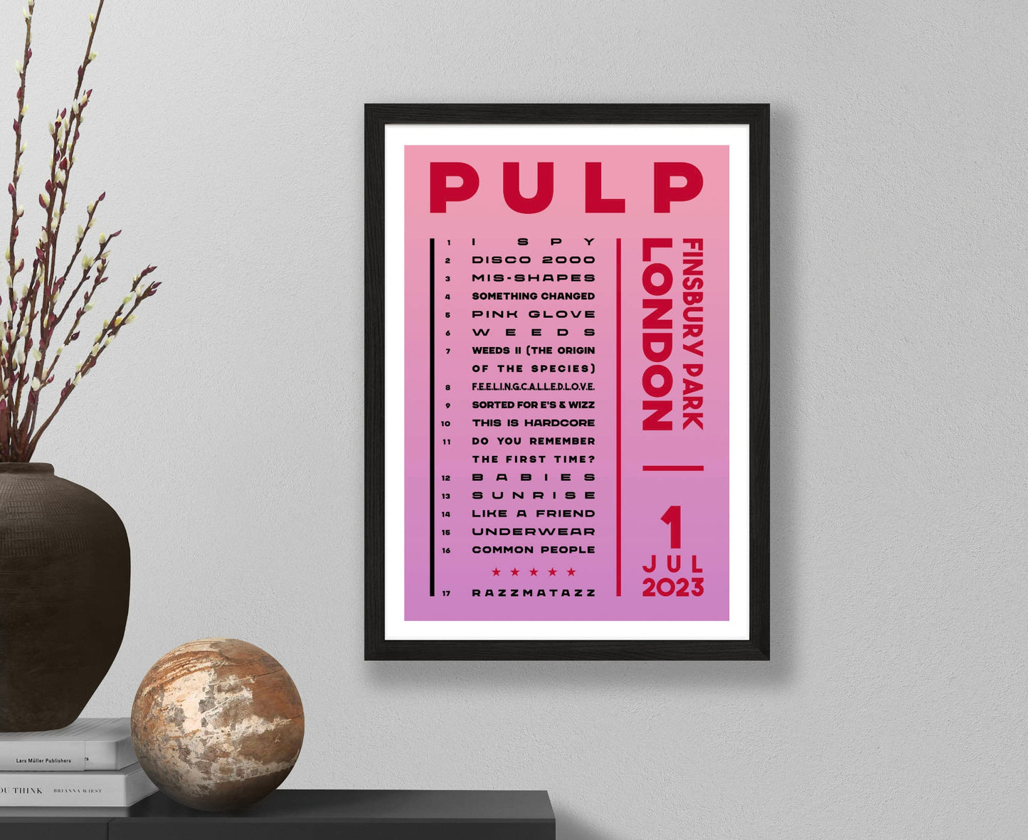 Pulp 2023 Tour Setlist Poster