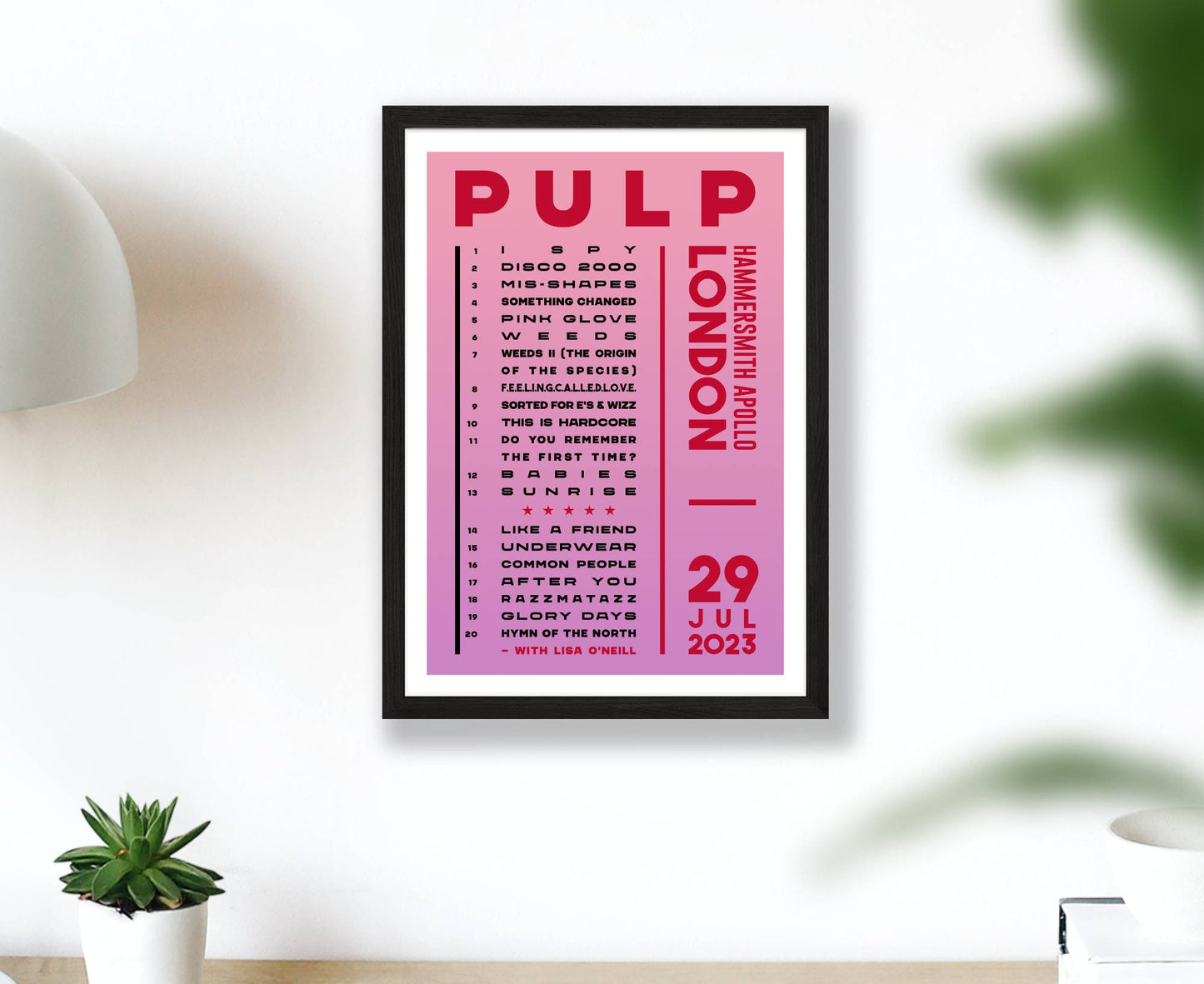 Pulp 2023 Tour Setlist Poster