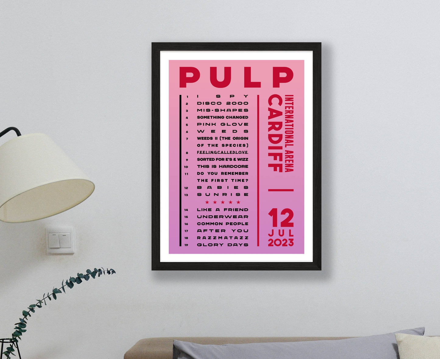 Pulp 2023 Tour Setlist Poster