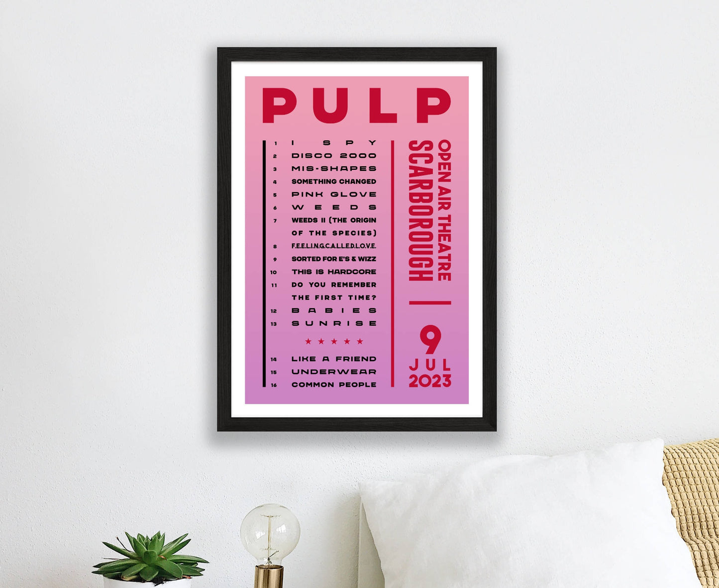 Pulp 2023 Tour Setlist Poster