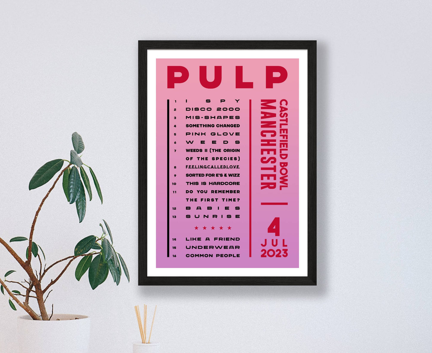 Pulp 2023 Tour Setlist Poster